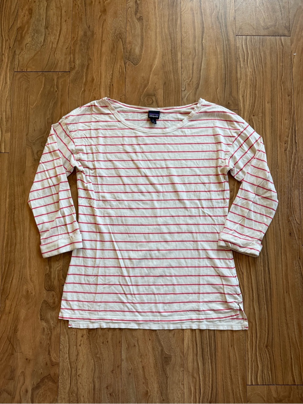Patagonia Shallow Seas nautical striped quarter sleeve top